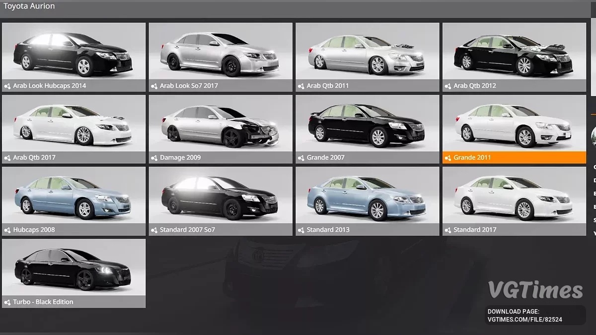 BeamNG.drive — Toyota Aurion 2007-2017 v1.0 (0.35.x)