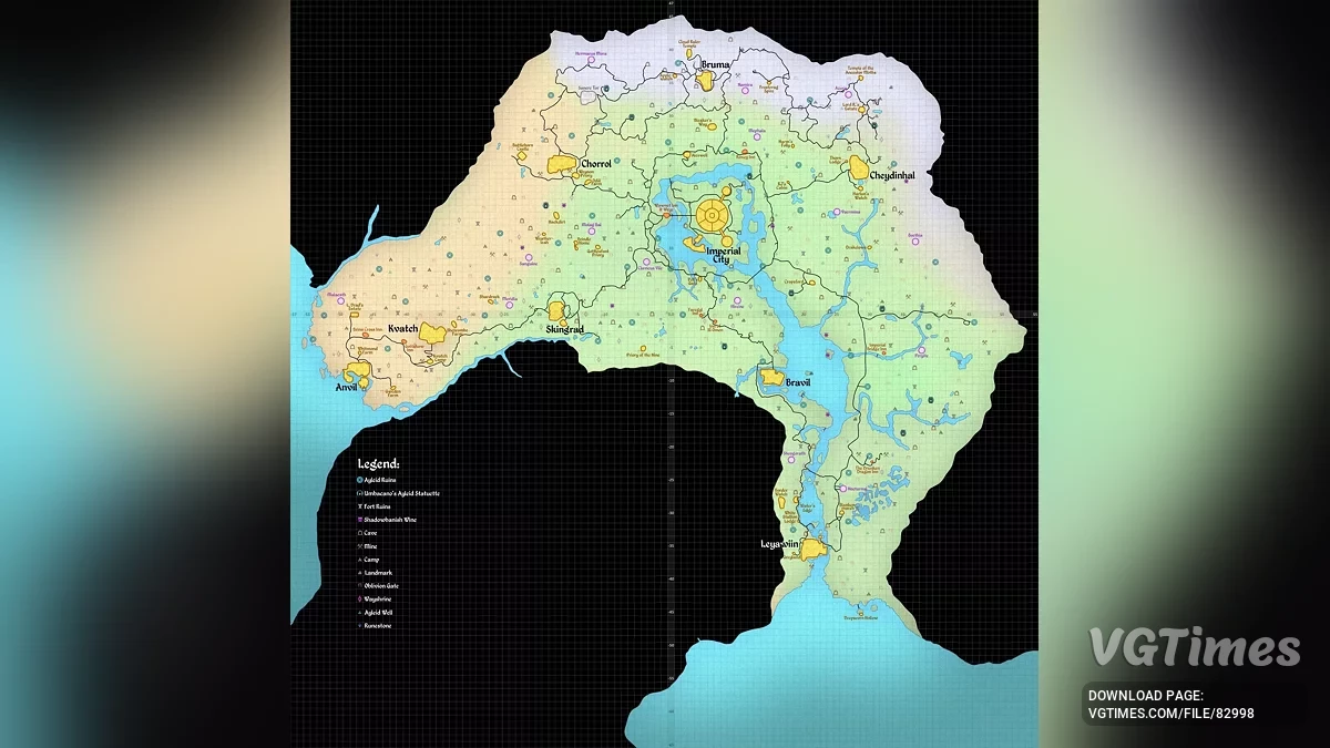 The Elder Scrolls 4: Oblivion Remastered — Карта мира с достопримечательностями