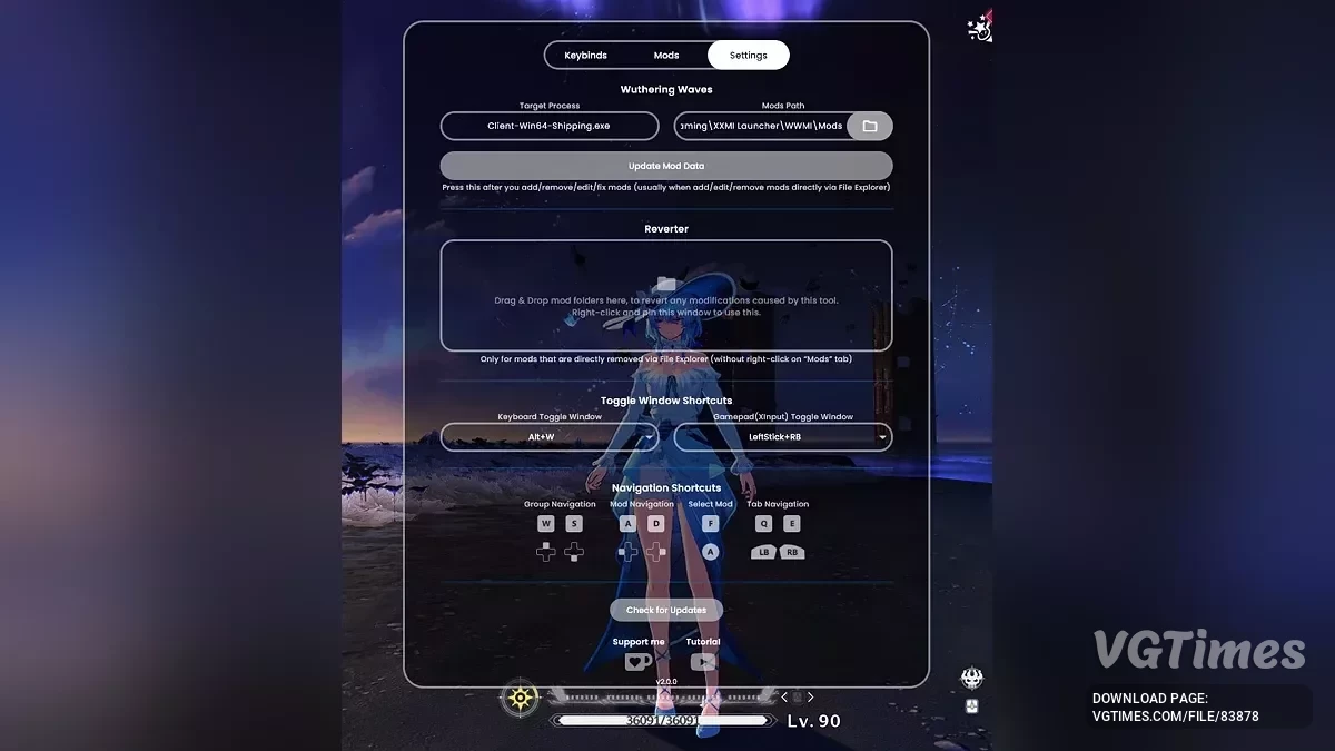 Wuthering Waves — No Reload Mod Manager (Skin Selection)