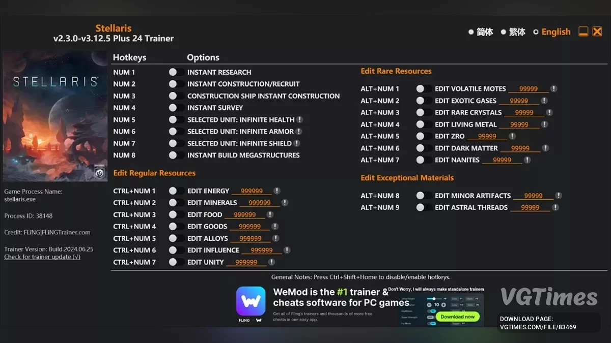 Stellaris — Трейнер (+24) [1.0 - 4.0.9]