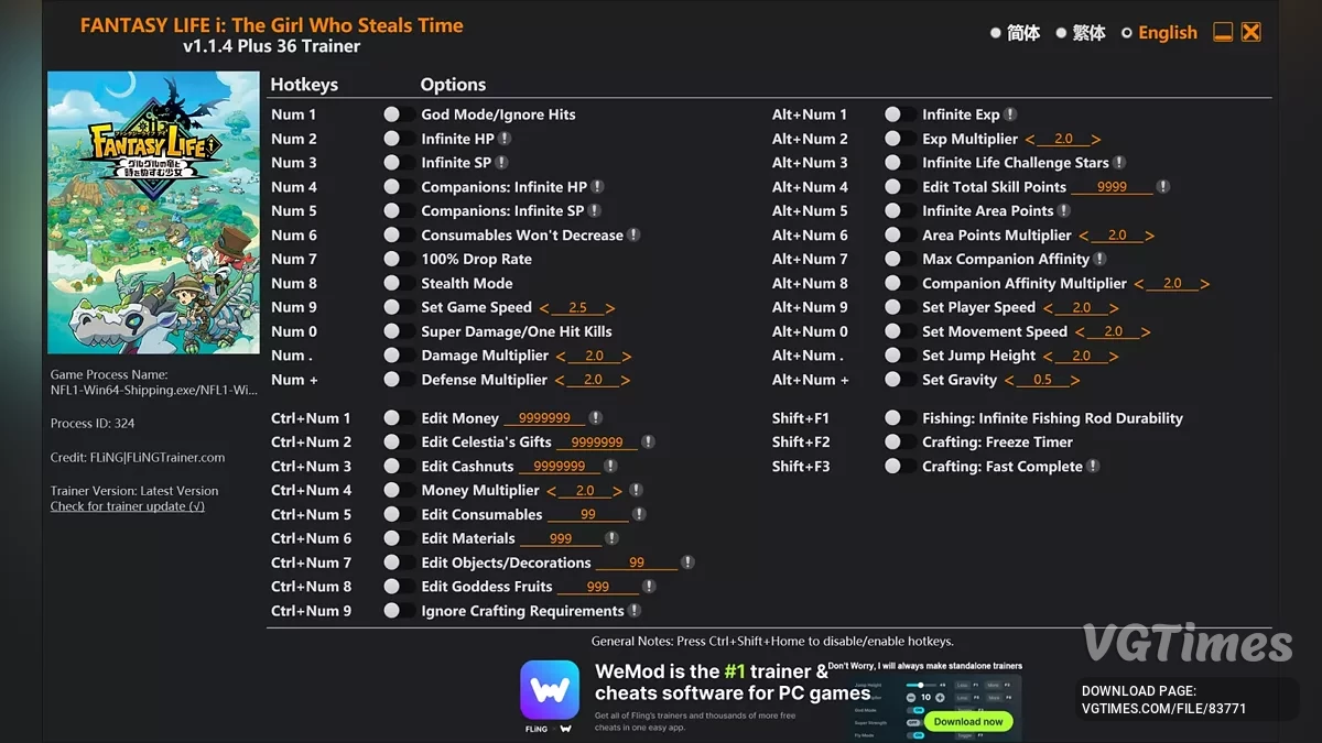 Fantasy Life i: The Girl Who Steals Time — Трейнер (+36) [1.1.4]