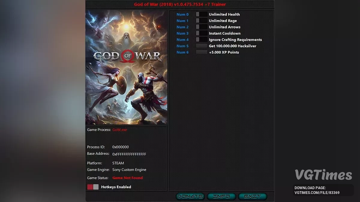 God of War — Трейнер (+7) [1.0.456.2782 - 1.0.475.7534]