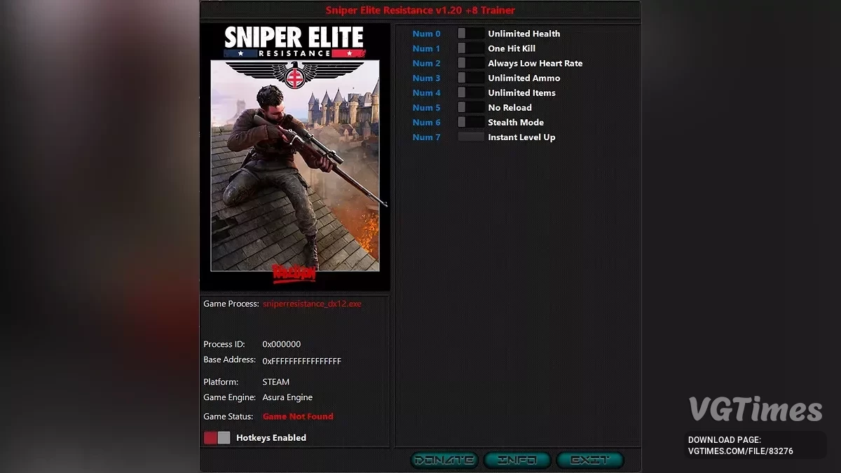 Sniper Elite: Resistance — Трейнер (+8) [1.20]
