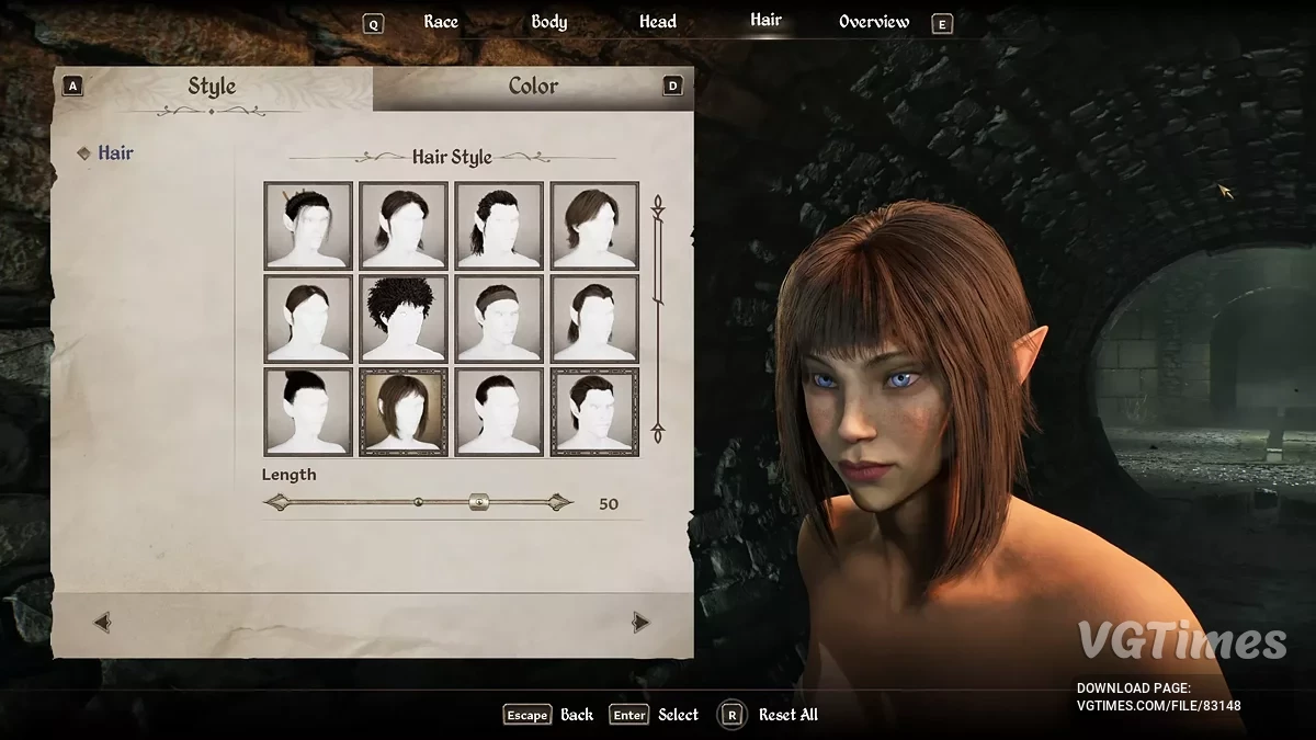 The Elder Scrolls 4: Oblivion Remastered — Улучшенная челка и длина "Придворной" прически