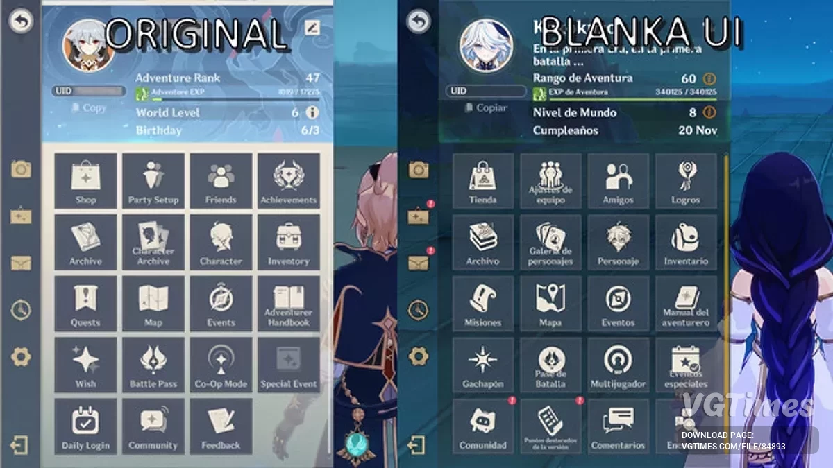 Genshin Impact — Blanka UI — Улучшенный интерфейс