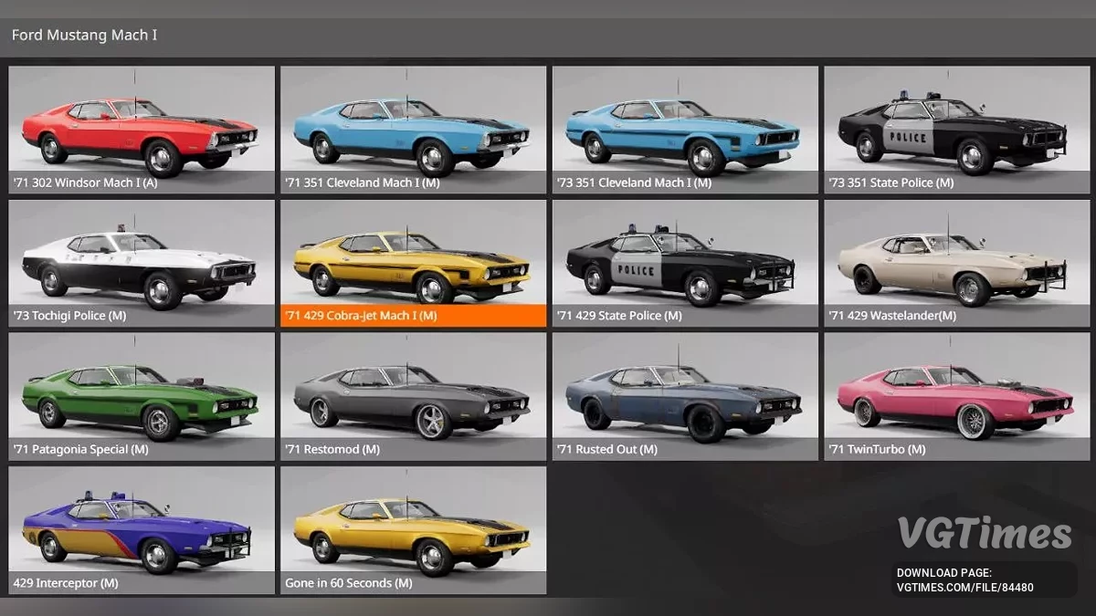 BeamNG.drive — Ford Mustang Mach I (1971) v1.0 (0.35.x)