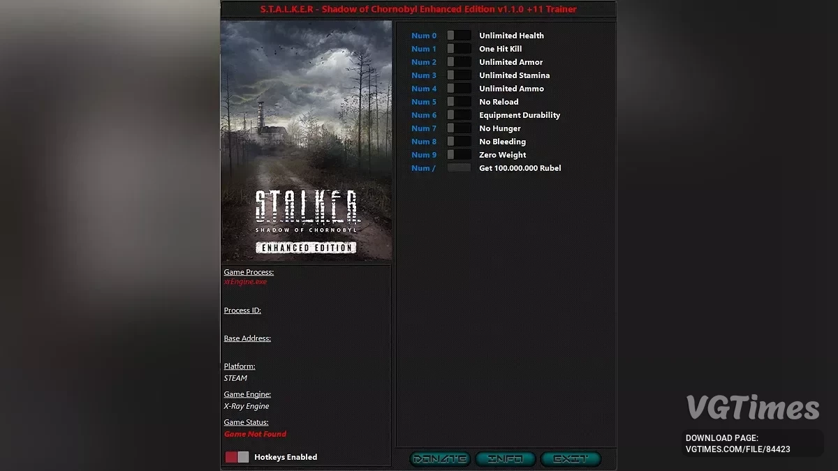 S.T.A.L.K.E.R.: Shadow of Chornobyl - Enhanced Edition — Трейнер (+11) [1.1.0]