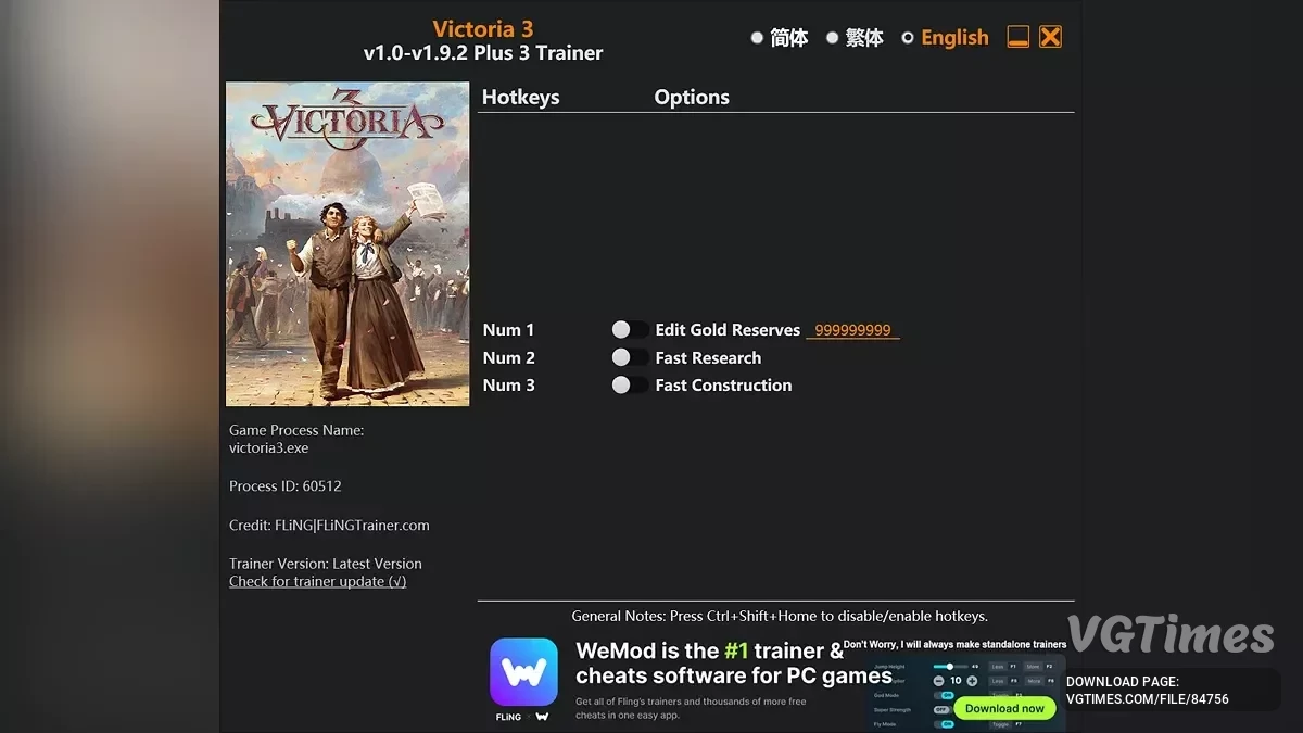 Victoria 3 — Трейнер (+3) [1.0 - 1.9.2]
