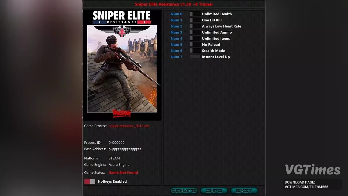 Sniper Elite: Resistance — Трейнер (+8) [1.30]