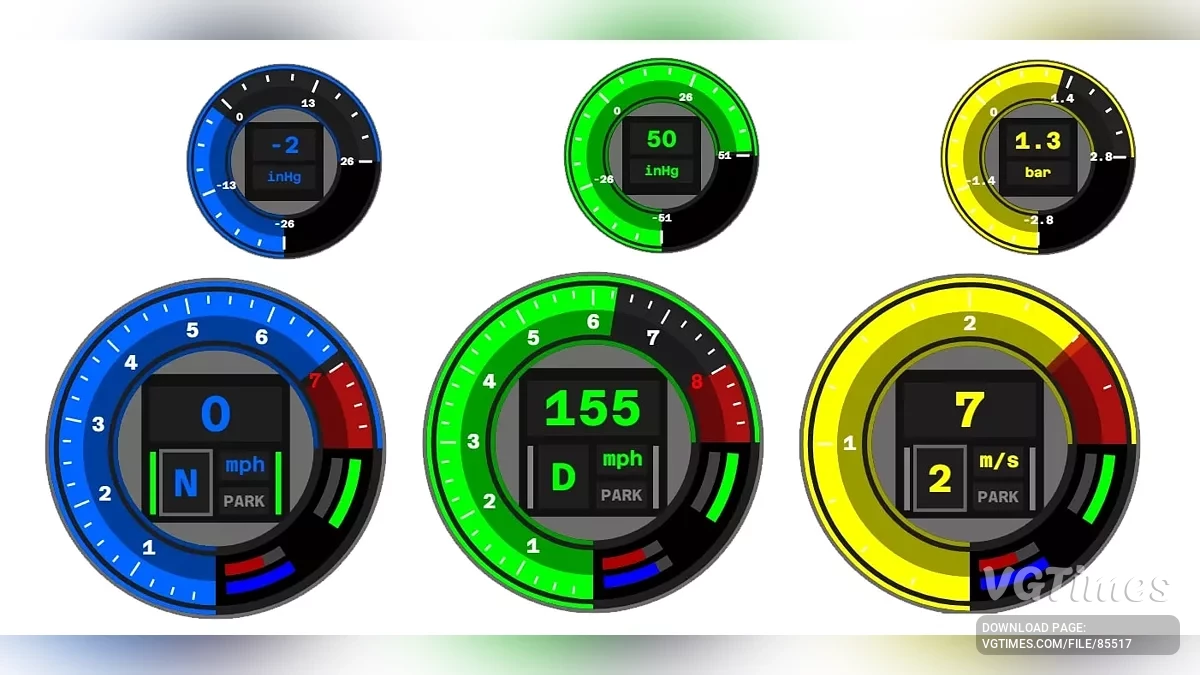 BeamNG.drive — Custom Tachometers and Boost Gauges v3.1.1 (0.36.x)