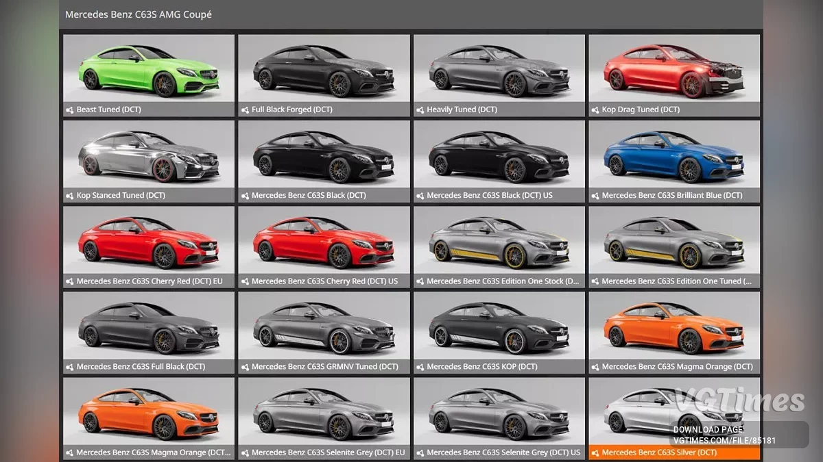 BeamNG.drive — Mercedes-Benz C63S AMG Coupe v1.3 (0.36.x)