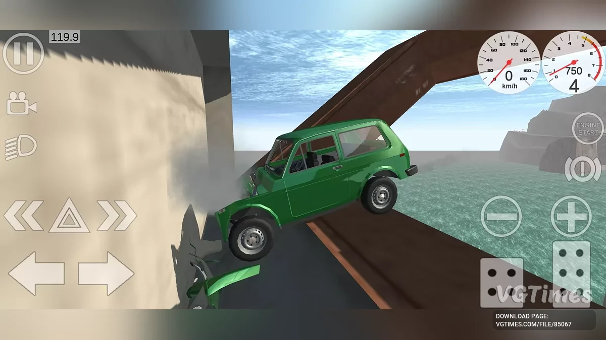 Simple Car Crash Physics Sim — Огромная пустынная трасса с разрушенным мостом (для прыжков) и офроудом