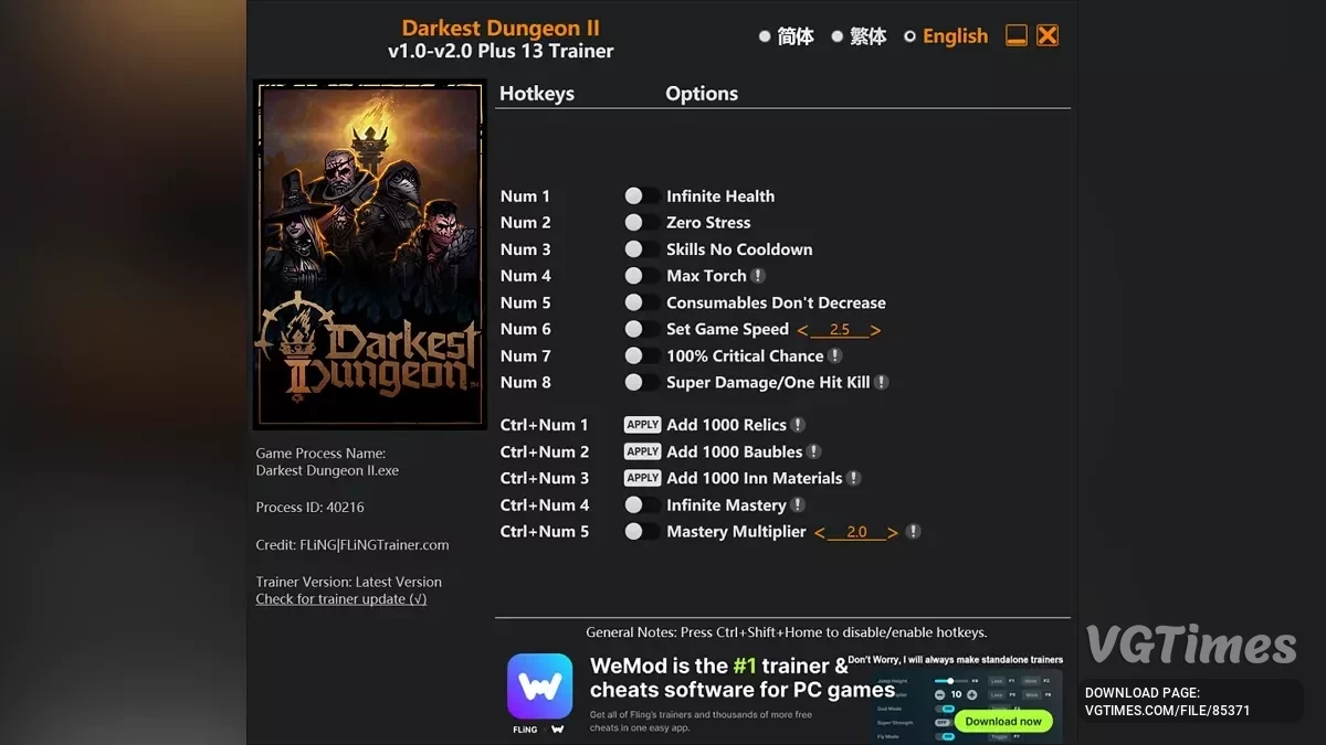 Darkest Dungeon 2 — Трейнер (+13) [1.0 - 2.0]