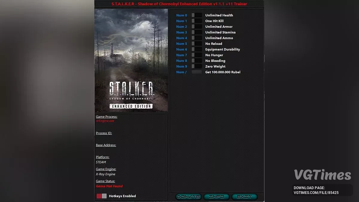 S.T.A.L.K.E.R.: Shadow of Chornobyl - Enhanced Edition — Трейнер (+11) [1.1.1]