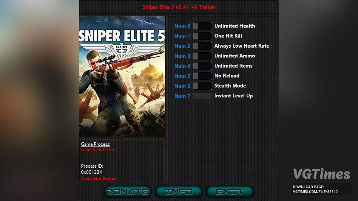 Sniper Elite 5 — Трейнер (+8) [2.41]
