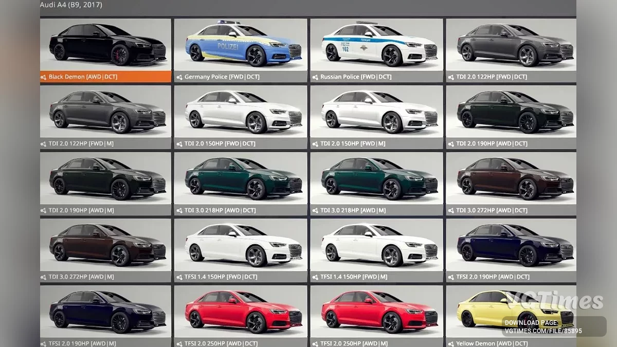 BeamNG.drive — Audi A4 B9 v3.0 (0.36.x)