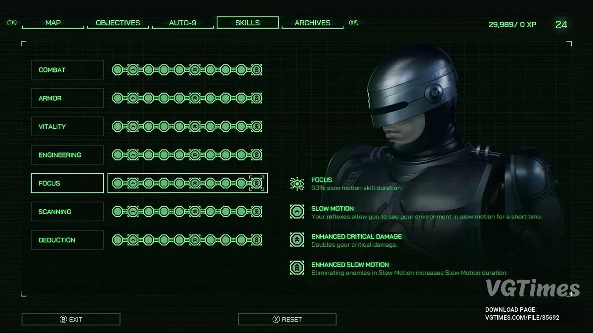 RoboCop: Rogue City - Unfinished Business — Максимальное количество очков навыков