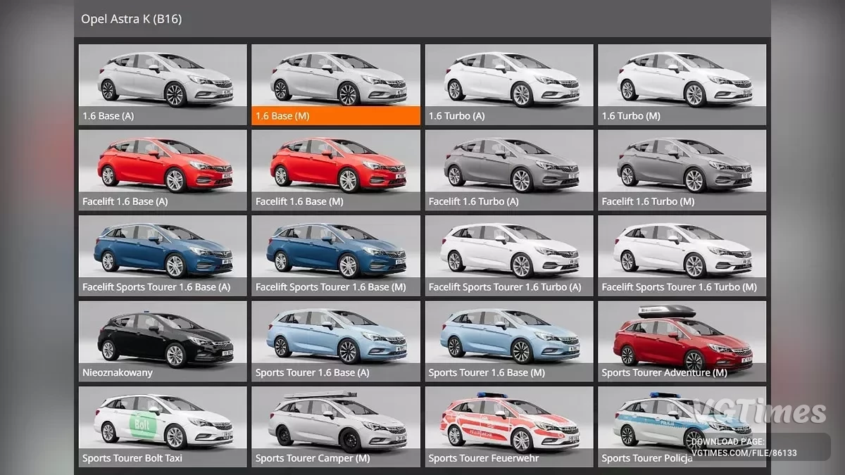 BeamNG.drive — Opel Astra K (b16) v1.0 (0.36.x)
