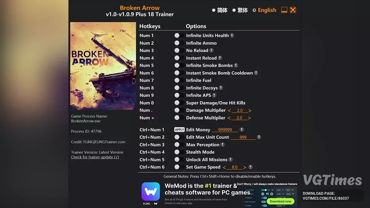 Broken Arrow — Трейнер (+18) [1.0 - 1.0.9]