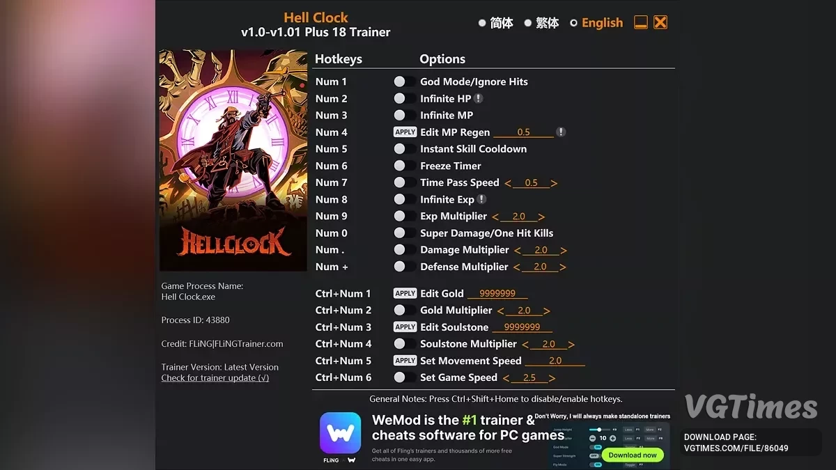 Hell Clock — Трейнер (+18) [1.0-1.01]