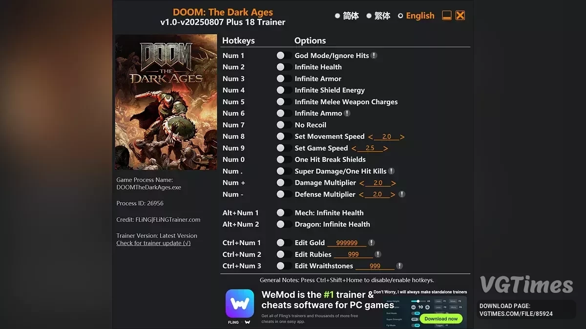 Doom: The Dark Ages — Трейнер (+18) [1.0 - UPD: 07.08.2025]