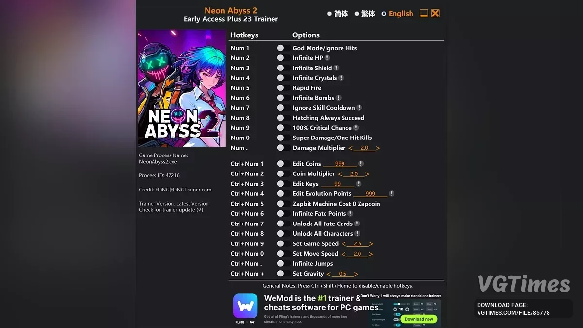 Neon Abyss 2 — Трейнер (+23) [EA: 17.07.2025]