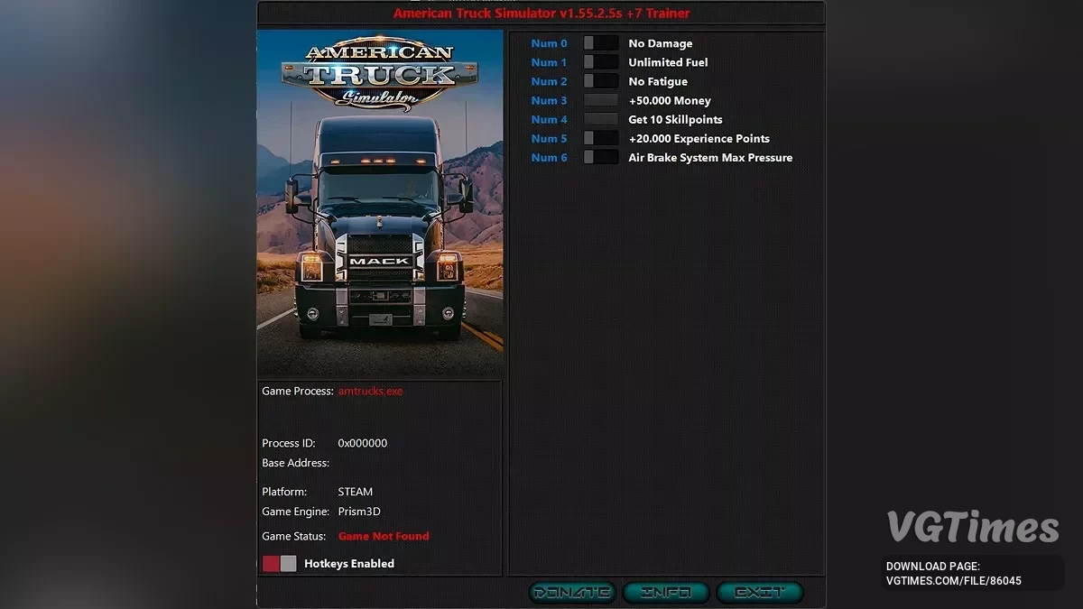 American Truck Simulator — Трейнер (+7) [1.55.2.22s]