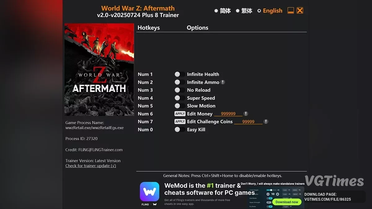 World War Z — Трейнер (+8) [2.0-v20250724+]