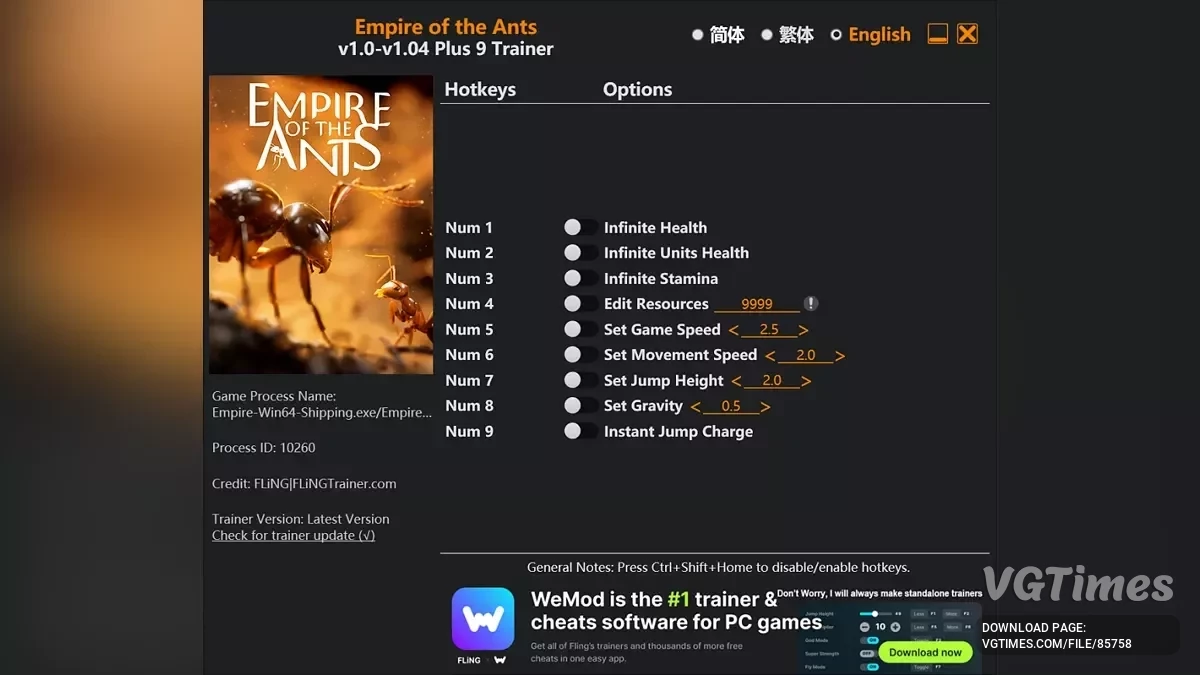 Empire of the Ants — Трейнер (+9) [1.04]