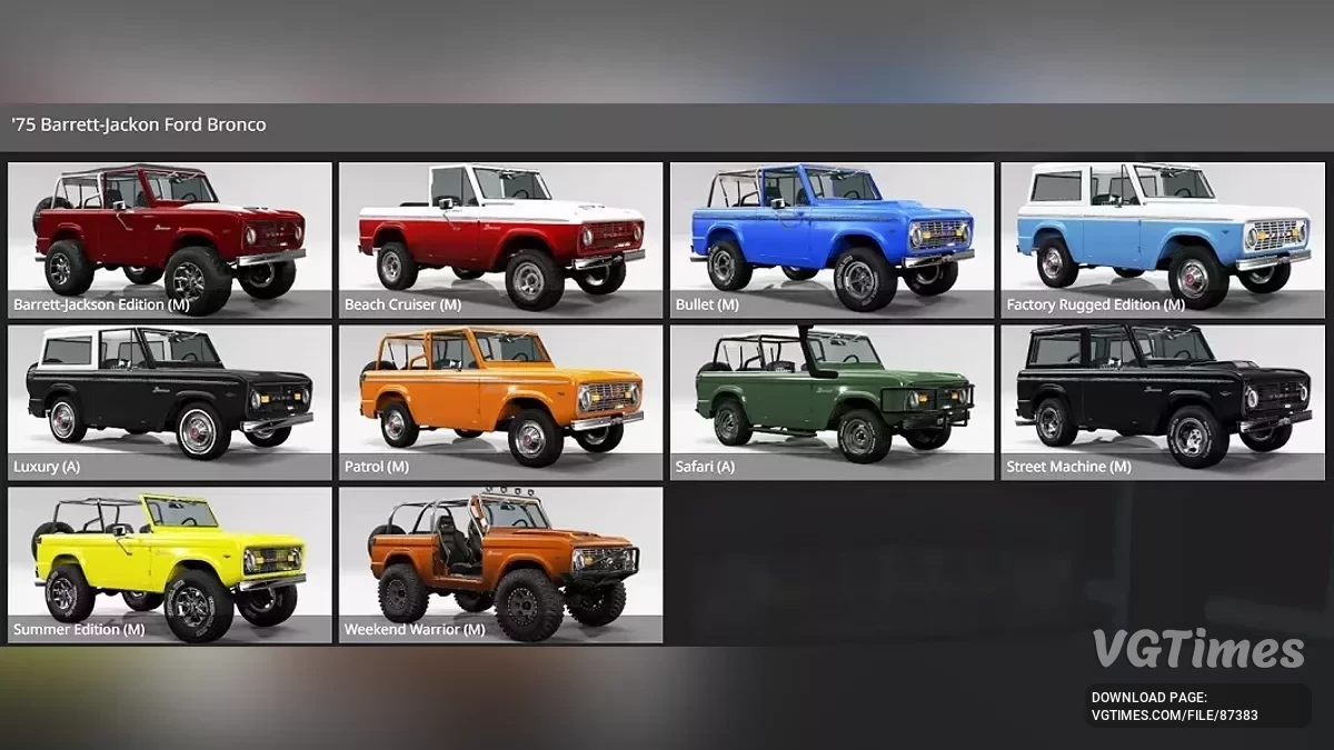 BeamNG.drive — 1st Gen Ford Bronco Pack (1965-1977) v2.70 (0.37.x)