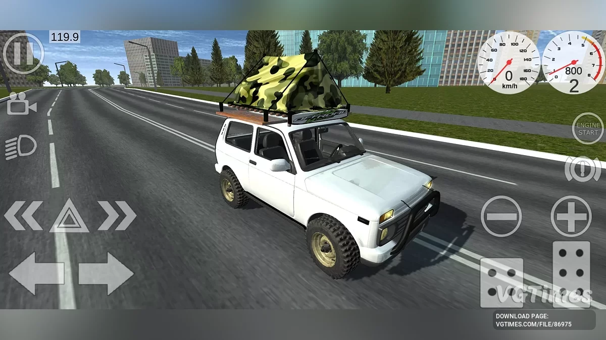 Simple Car Crash Physics Sim — Внедорожная Нива Урбан с кемпингом на крыше