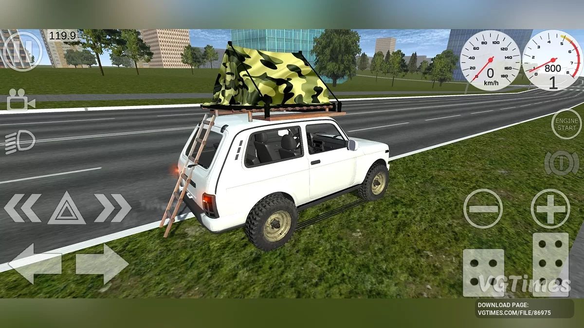 Simple Car Crash Physics Sim — Внедорожная Нива Урбан с кемпингом на крыше