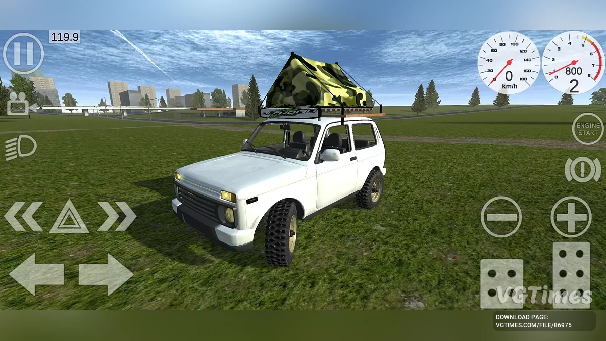 Simple Car Crash Physics Sim — Внедорожная Нива Урбан с кемпингом на крыше
