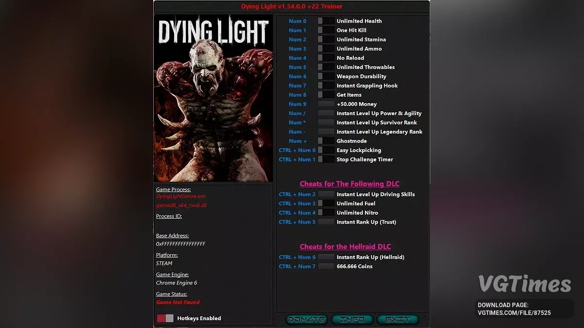 Dying Light — Трейнер (+22) [1.54]