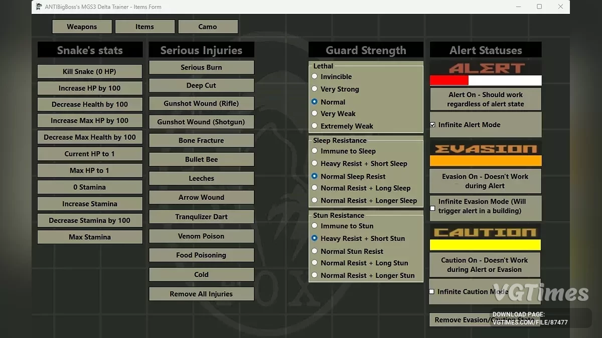 Metal Gear Solid Delta: Snake Eater — Трейнер (+3) [1.0.0.7]