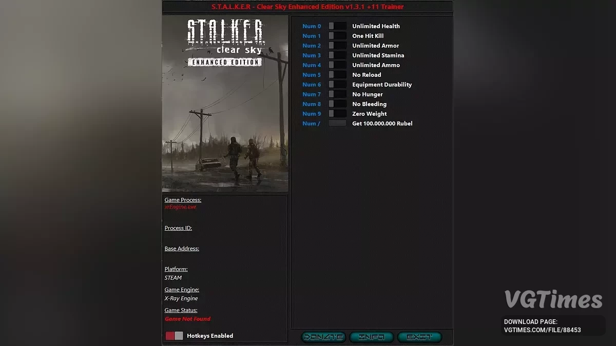 S.T.A.L.K.E.R.: Clear Sky - Enhanced Edition — Трейнер (+11) [1.3.1]