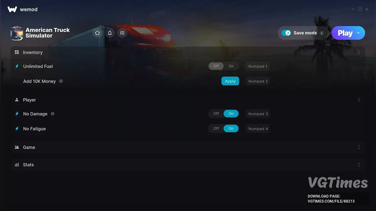 American Truck Simulator — Трейнер (+11)