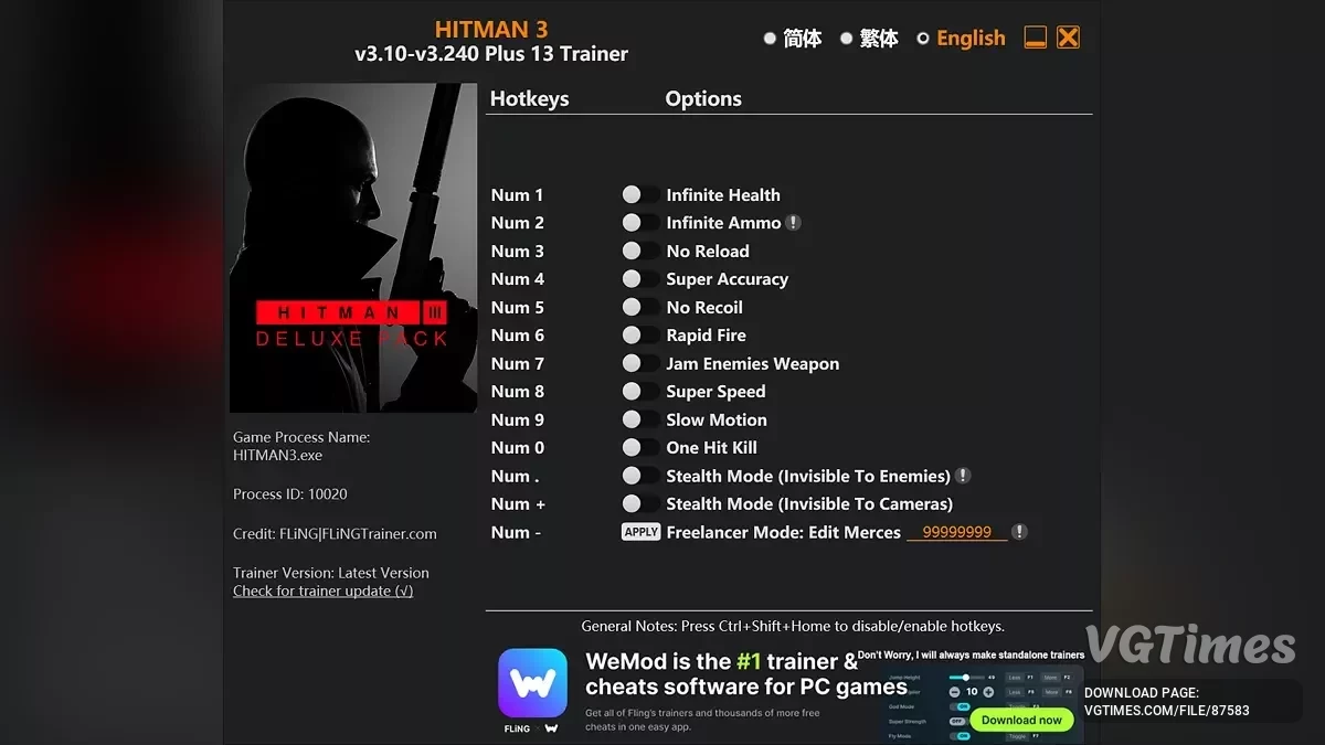 Hitman World of Assassination — Трейнер (+13) [3.10 - 3.240]