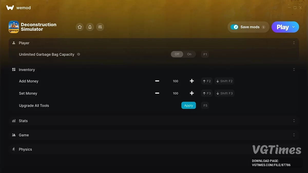 Deconstruction Simulator — Трейнер (+15)