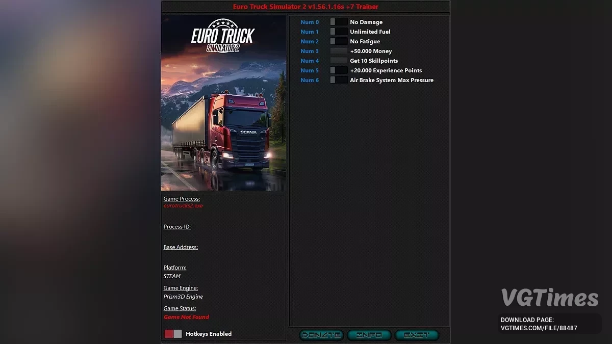 Euro Truck Simulator 2 — Трейнер (+7) [1.56.1.16s]