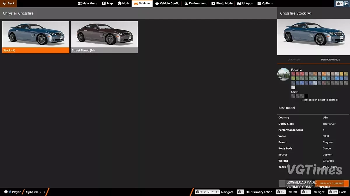 BeamNG.drive — Chrysler Crossfire (0.37.x)