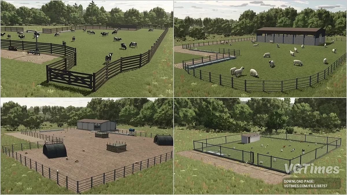 Farming Simulator 25 — Готовые загоны для животных