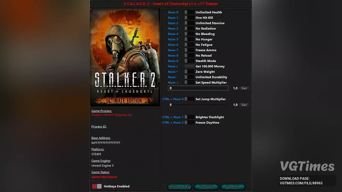 S.T.A.L.K.E.R. 2: Heart of Chornobyl — Трейнер (+17) [1.6 Fix #3]