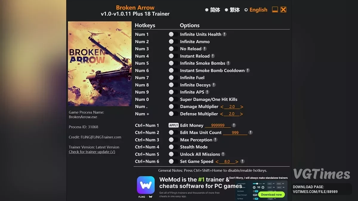 Broken Arrow — Трейнер (+18) [1.0 - 1.0.11]