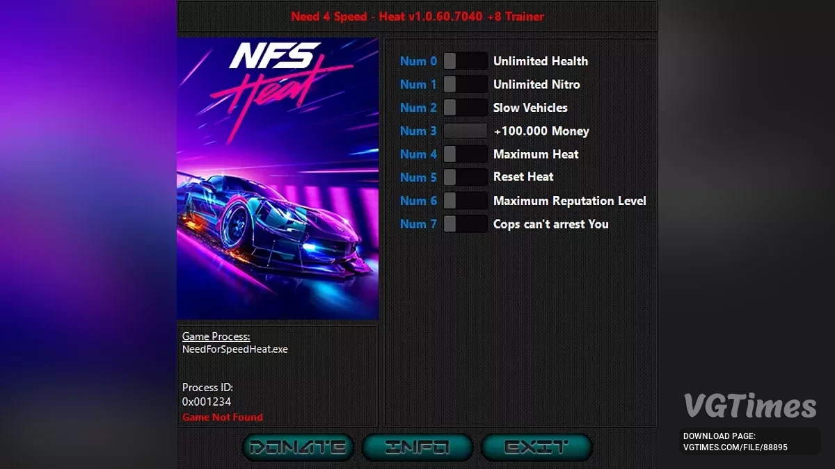 Need for Speed Heat — Трейнер (+8) [1.0.60]