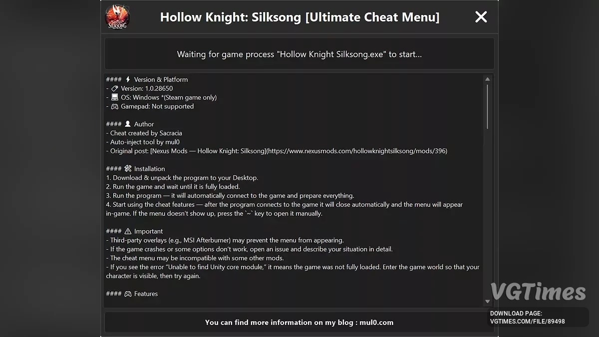 Hollow Knight: Silksong — Ultimate Cheat Menu
