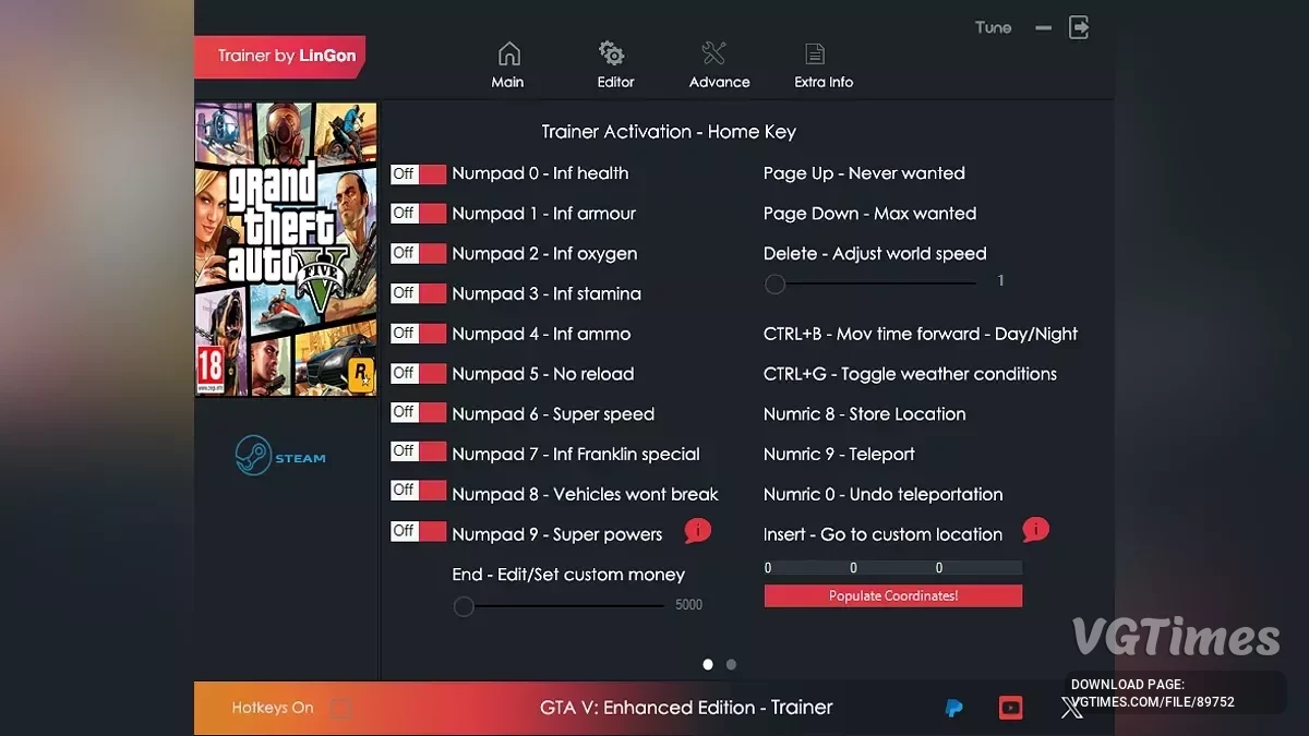 GTA 5 — Трейнер (+20) [1.0.889.22]