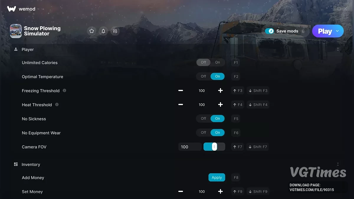 Snow Plowing Simulator — Трейнер (+22)