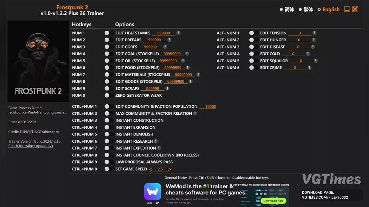 Frostpunk 2 — Трейнер (+26) [1.0 - 1.5.1]
