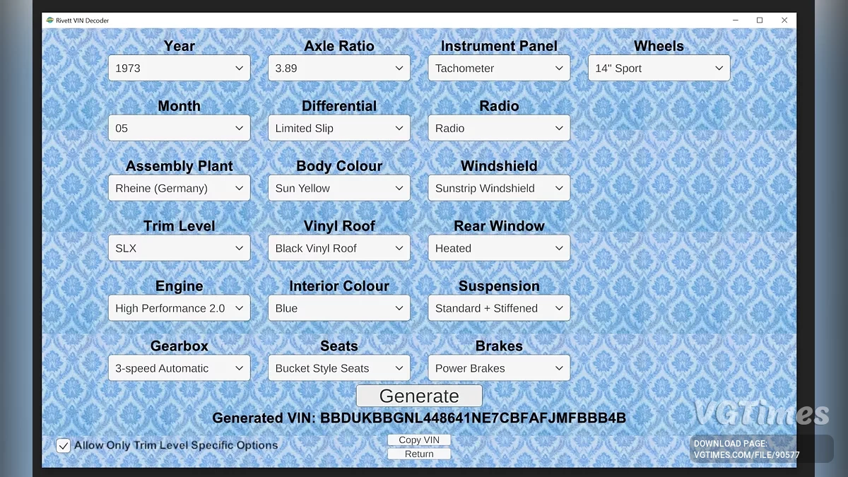 My Winter Car — Corris Rivett VIN Decoder — генератор VIN-кодов